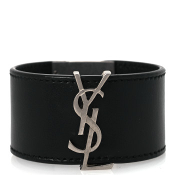 SAINT LAURENT Calfskin Monogram Bracelet Black