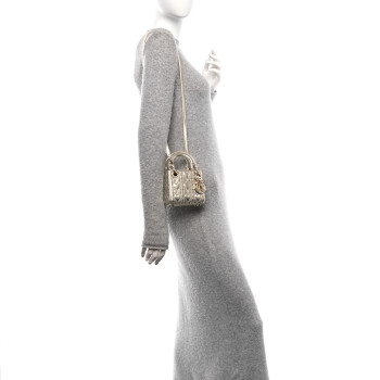 CHRISTIAN DIOR Metallic Lambskin Cannage Micro DiorAmour Lady Dior Gold