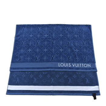 LOUIS VUITTON Cotton Monogram Beach Towel Blue