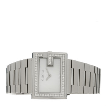 GUCCI Stainless Steel Diamond Bezel Mother of Pearl 31mm 100L Quartz Watch