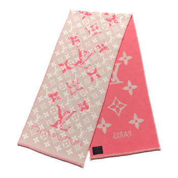 LOUIS VUITTON Wool Silk Monogram LV All You Need Scarf Pink Multicolor