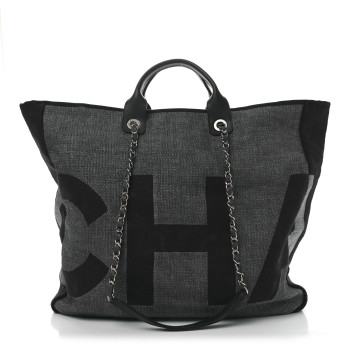 CHANEL Canvas Large Maxi Shopping Tote Dark Blue