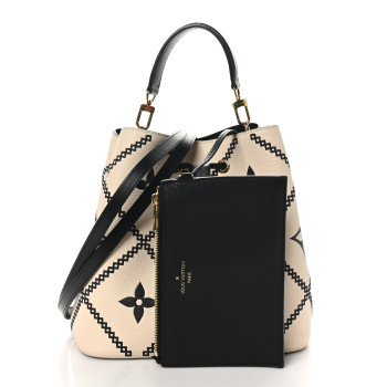 LOUIS VUITTON Empreinte Monogram Giant Broderies Neonoe MM Cream Black