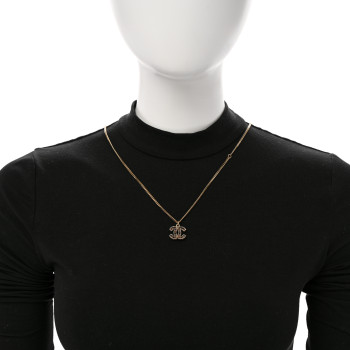 CHANEL Resin CC Pendant Necklace Gold