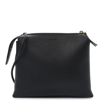 THE ROW Matte Grained Calfskin Mini Nu Twin Bag Black
