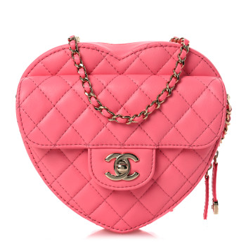 CHANEL Lambskin Quilted CC In Love Heart Bag Pink