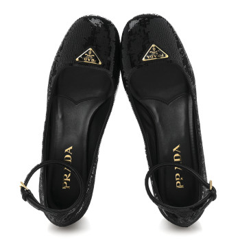 PRADA Sequin Triangle Pumps 37.5 Black