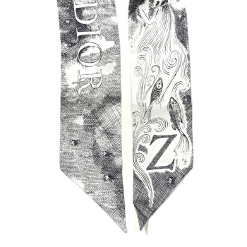 CHRISTIAN DIOR Silk ABCDior "Z" Mitzah Scarf Bleu Marine