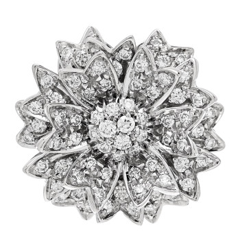 PARKER & WEST BY FASHIONPHILE 18K White Gold Diamond 1.10ctw Flower Ring 50 5.25