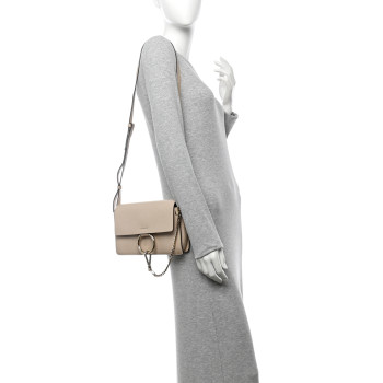 CHLOE Goatskin Small Faye Shoulder Bag Abstract White