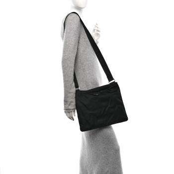 PRADA Nylon Vela Flat Messenger Bag Black