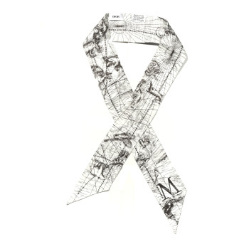 CHRISTIAN DIOR Silk ABCDior "M" Mitzah Scarf  Gris Anthracite