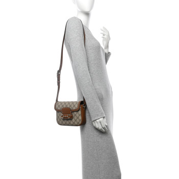 GUCCI GG Supreme Monogram Horsebit 1955 Soft Small Shoulder Bag Beige Brown