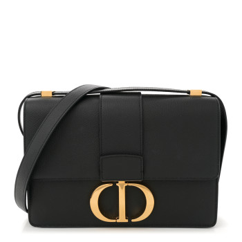 CHRISTIAN DIOR Grained Calfskin 30 Montaigne Flap Bag Black