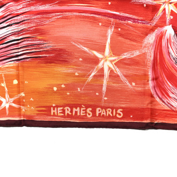 HERMES Silk Feux Du Ciel Scarf 90