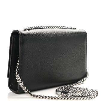 SAINT LAURENT Grain De Poudre Small Classic Monogram Kate Tassel Satchel Black