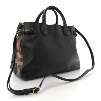 BURBERRY Smooth Calfskin Medium Sartorial Banner Tote Black
