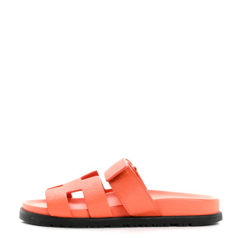 HERMES Epsom Womens Chypre Sandals 36.5 Rose Sorbet