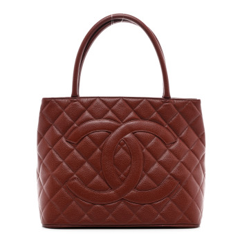 CHANEL Caviar Quilted Medallion Tote Red