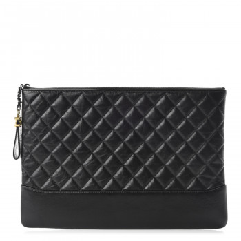 CHANEL Aged Calfskin Quilted Large Gabrielle Cosmetic Case Black