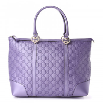 GUCCI Metallic Guccissima Lovely Heart Tote Purple