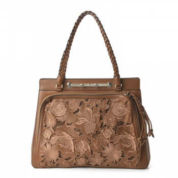 VALENTINO GARAVANI Vitello Lace Demetra Satchel Cognac