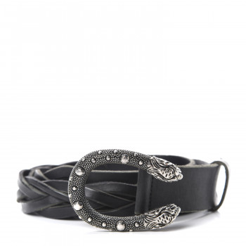 GUCCI Calfskin Dionysus Braided Belt 95 38 Black