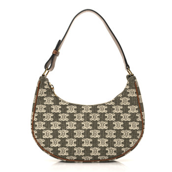 CELINE Canvas Calfskin Ava Triomphe Shoulder Bag Green