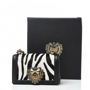 DOLCE & GABBANA Pony Hair Zebra Print Micro Devotion Bag