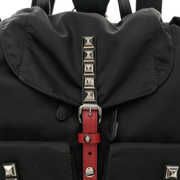 バッグ Prada 18SS New Vela Studs Backpack PRADA Nylon New Vela Studded Backpack Black Neon Pink 717776