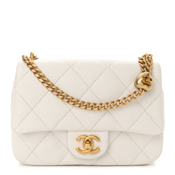 CHANEL Caviar Quilted Mini Sweetheart Flap White