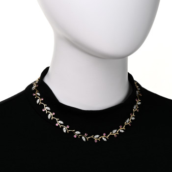 TIFFANY Platinum 18K Yellow Gold Diamond Pink Sapphire Vine Necklace