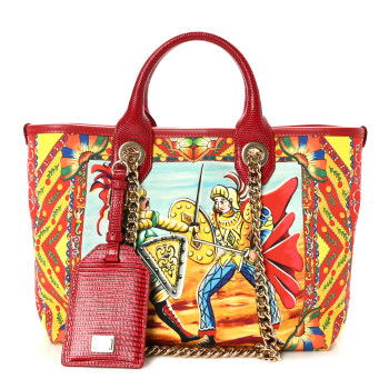 【関税込み】dolce & gabbana Capri' shoulder bag DOLCE GABBANA Canvas Snakeskin Carretto Print Capri Tote Red