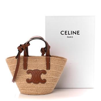 【CELINE】NanoTriompheCelineClassicPanier Raffia&Calfskin Women's Nano Triomphe Celine classic panier in raffia and