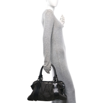 BURBERRY Prorsum Calfskin Studded Knight Satchel Black