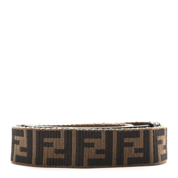 FENDI Ribbon Vitello Century FF 1974 Flat Studded Strap You Fango Marrone Ebano