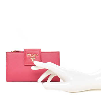 PRADA Saffiano Metal Medium Wallet Peonia