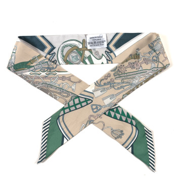 HERMES Silk Cliquetis Twilly Ciel White Menthol