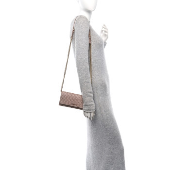MIU MIU Nappa Matelasse Wallet On Chain Pomice