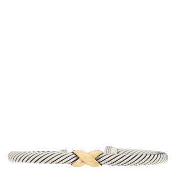 DAVID YURMAN Sterling Silver 14K Yellow Gold 4mm X Station Cable Bracelet