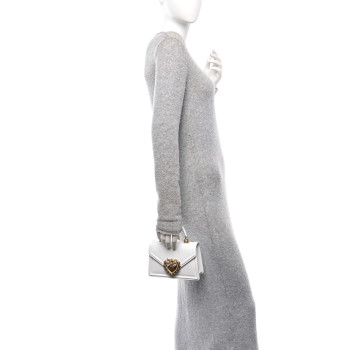 DOLCE & GABBANA Smooth Calfskin Small Devotion Envelope Top Handle Bag White