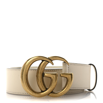 GUCCI Calfskin Double G 40mm Belt 90 36 Mystic White