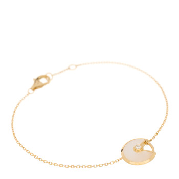 CARTIER 18K Yellow Gold Diamond Mother of Pearl Amulette de Cartier Bracelet
