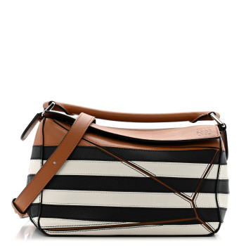 LOEWE Calfskin Marine Stripe Small Puzzle Bag Tan LOEWE Calfskin Marine Stripe Small Puzzle Bag Tan