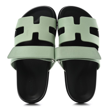 HERMES Epsom Womens Chypre Sandals 35.5 Vert Jade