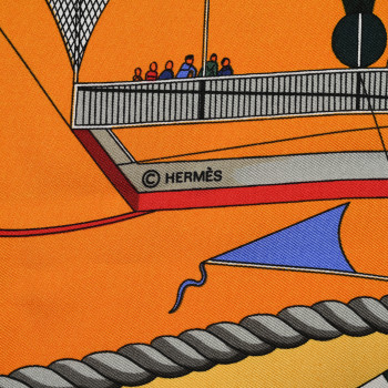 HERMES Silk Les Folies Du Ciel Scarf 90