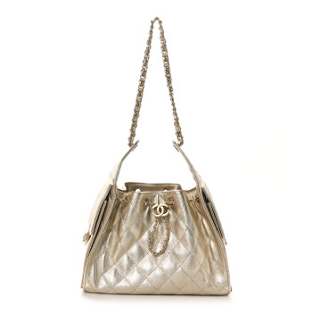 CHANEL Metallic Caviar Quilted Small Chanel 25 Handbag Gold