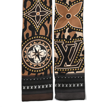 LOUIS VUITTON Silk Monogram LV World Bandeau Brown