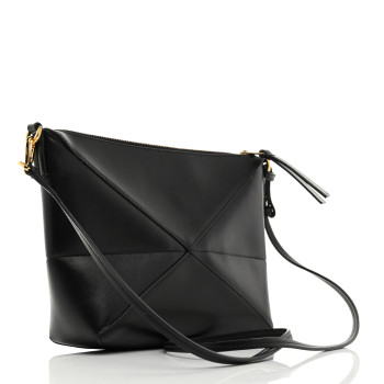 LOEWE Shiny Calfskin Puzzle Fold Pouch Black