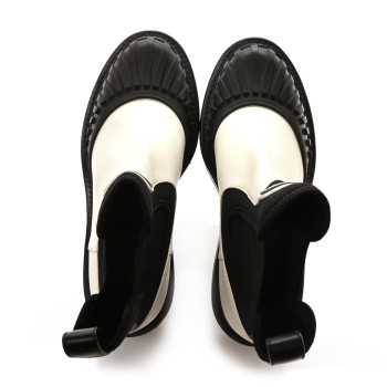 LOUIS VUITTON Calfskin Beaubourg Ankle Boots 38 White Black